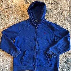blue polo ralph lauren zip up hoodie